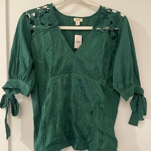 Green Embroidered Women's Top